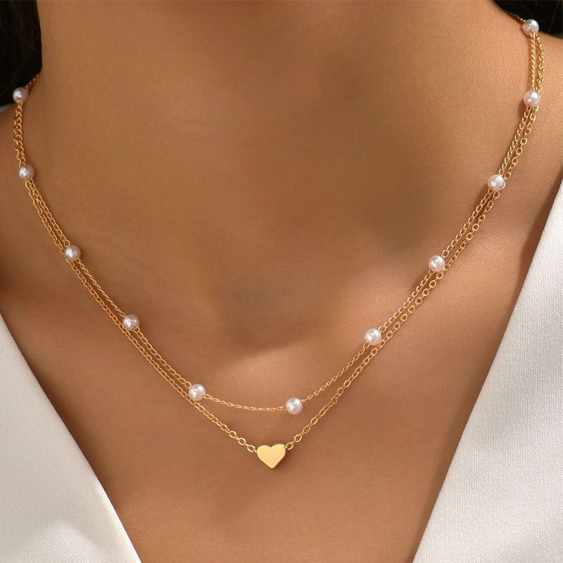 Y-shaped pearl tassel stacking clavicle chain necklace