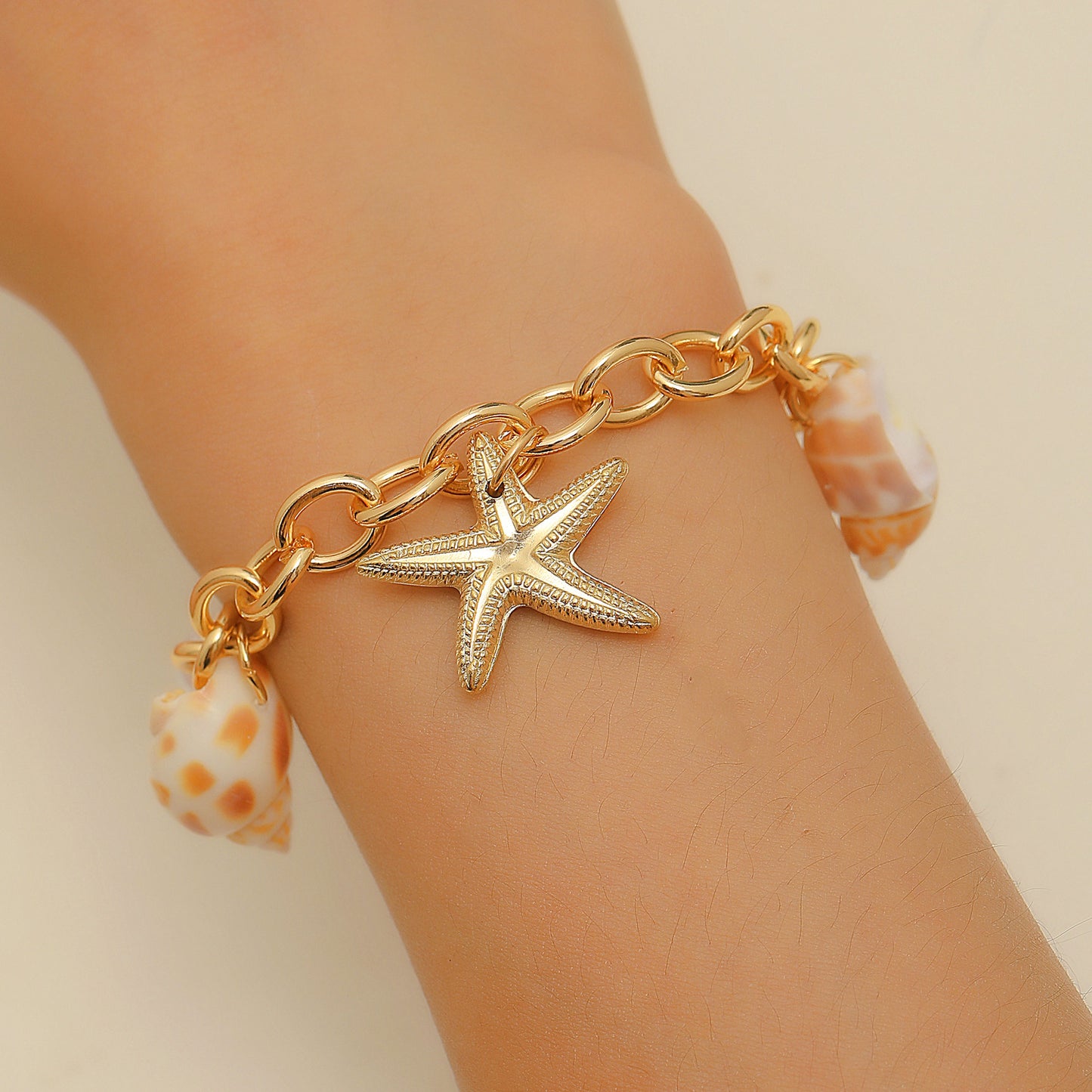 Bohemian summer beach shell clavicle necklace niche seaside imitation pearl starfish conch pendant necklace bracelet