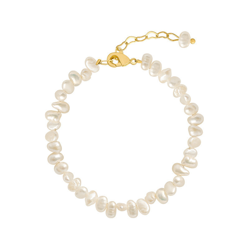 Natural freshwater pearl bracelet, baroque-shaped millet grains bracelet