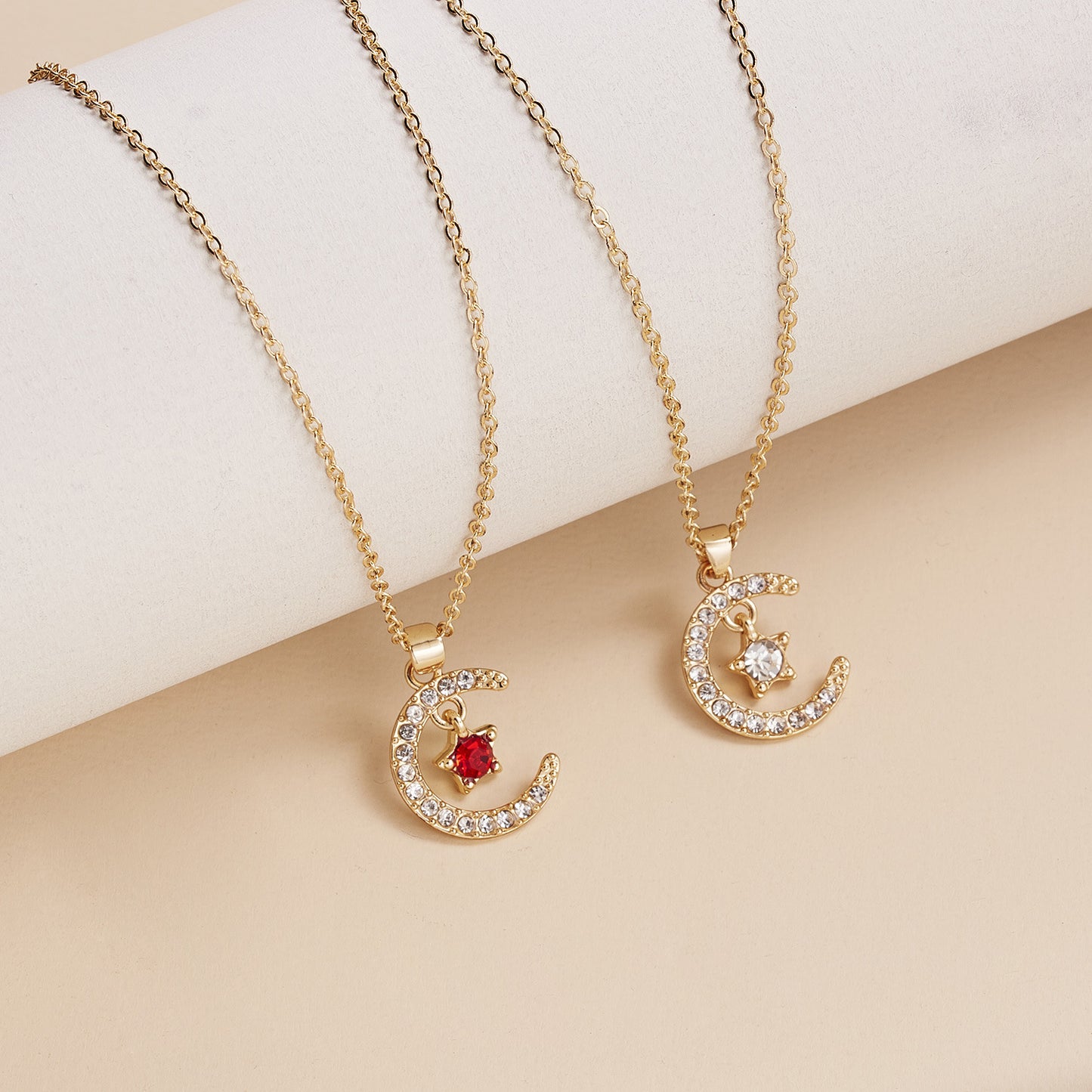 Personality Birthstone Month Necklace - December Star and Moon