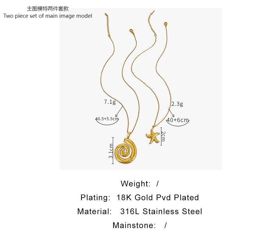 Stainless steel starfish, conch waterproof starfish ladies' necklace