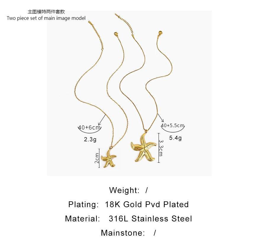 Stainless steel starfish, conch waterproof starfish ladies' necklace