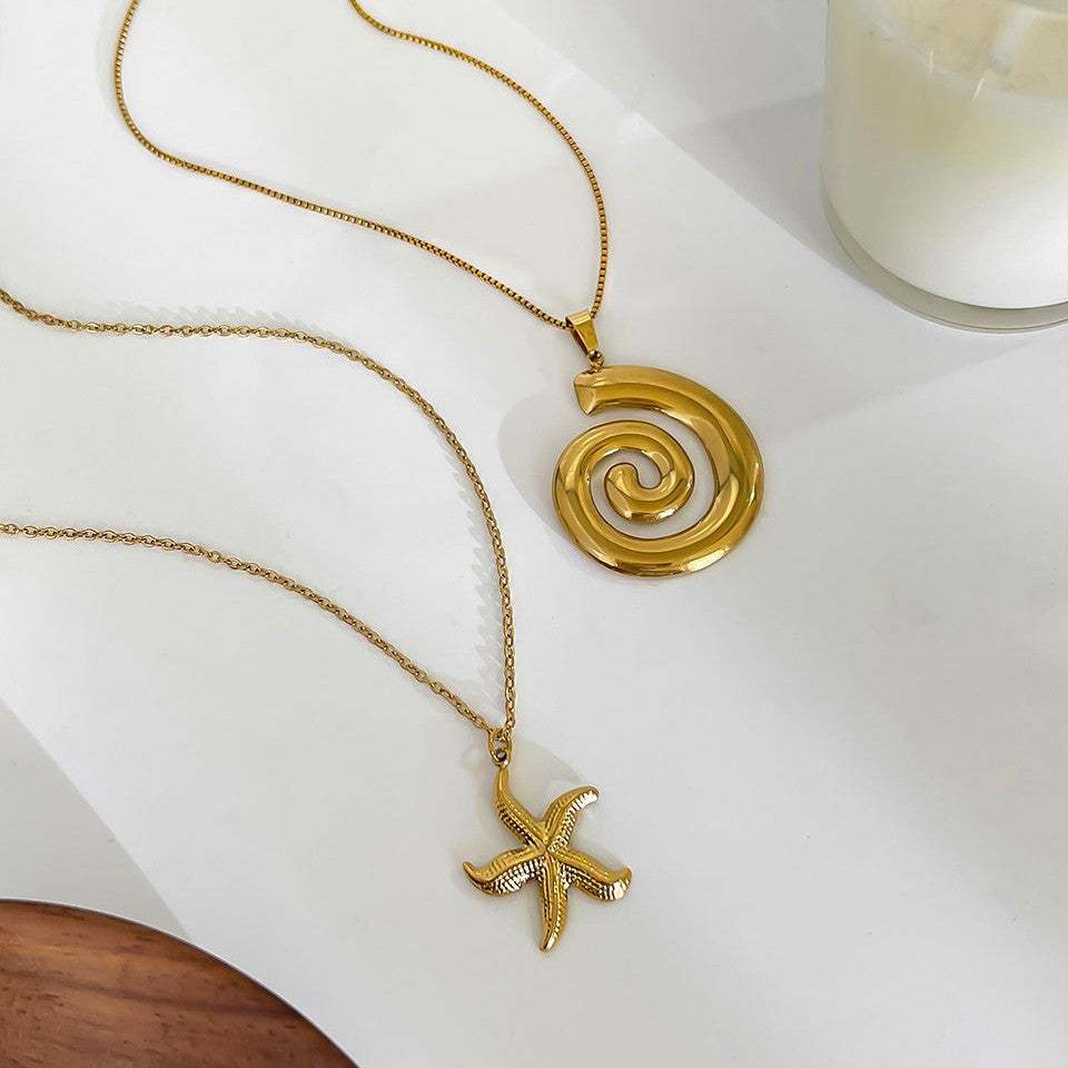 Stainless steel starfish, conch waterproof starfish ladies' necklace