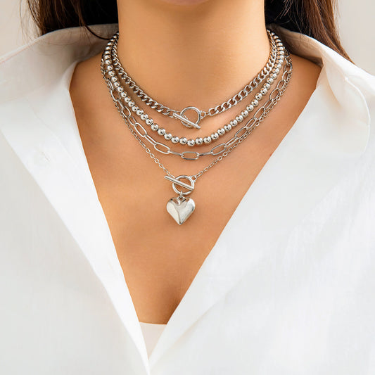 Versatile geometric OT buckle short love necklace