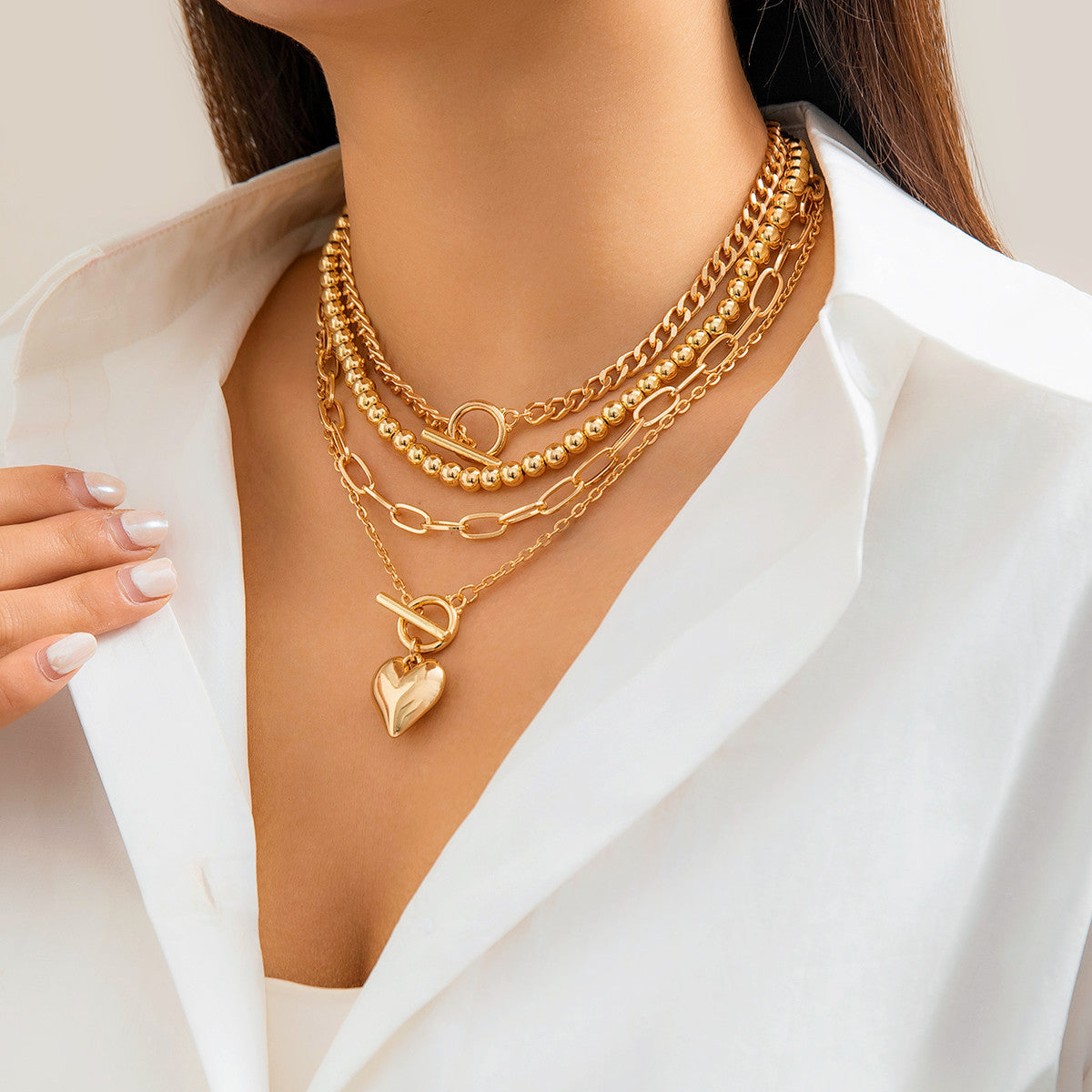 Versatile geometric OT buckle short love necklace