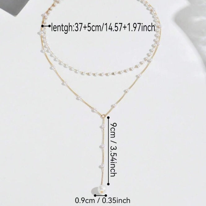 Y-shaped pearl tassel stacking clavicle chain necklace