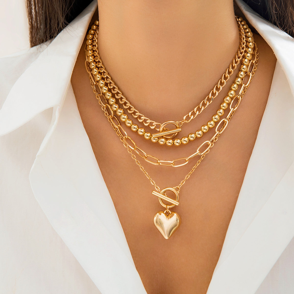 Versatile geometric OT buckle short love necklace