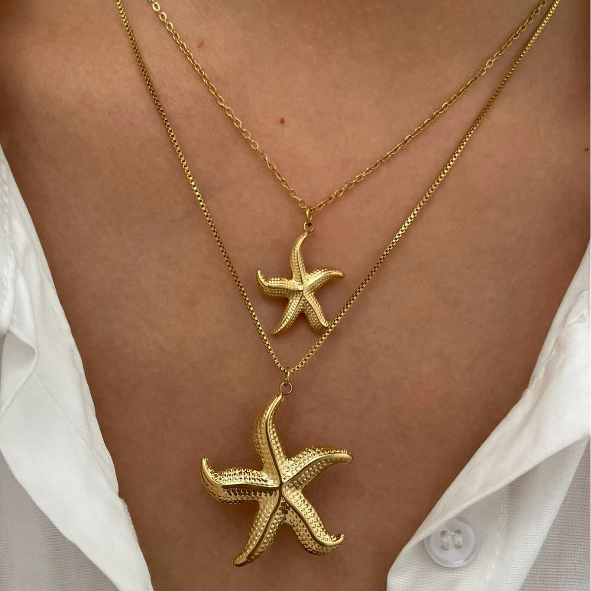 Stainless steel starfish, conch waterproof starfish ladies' necklace