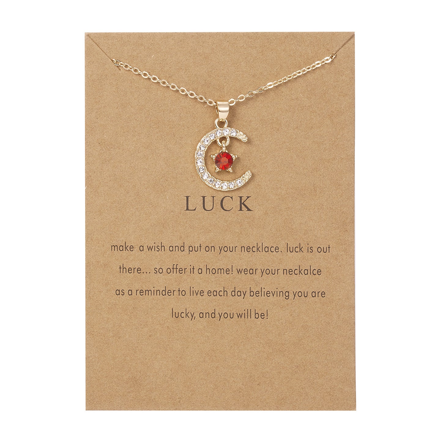 Personality Birthstone Month Necklace - December Star and Moon