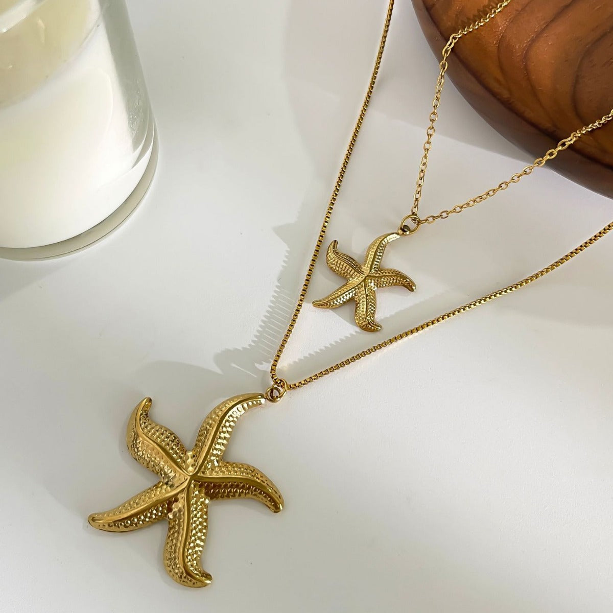 Stainless steel starfish, conch waterproof starfish ladies' necklace