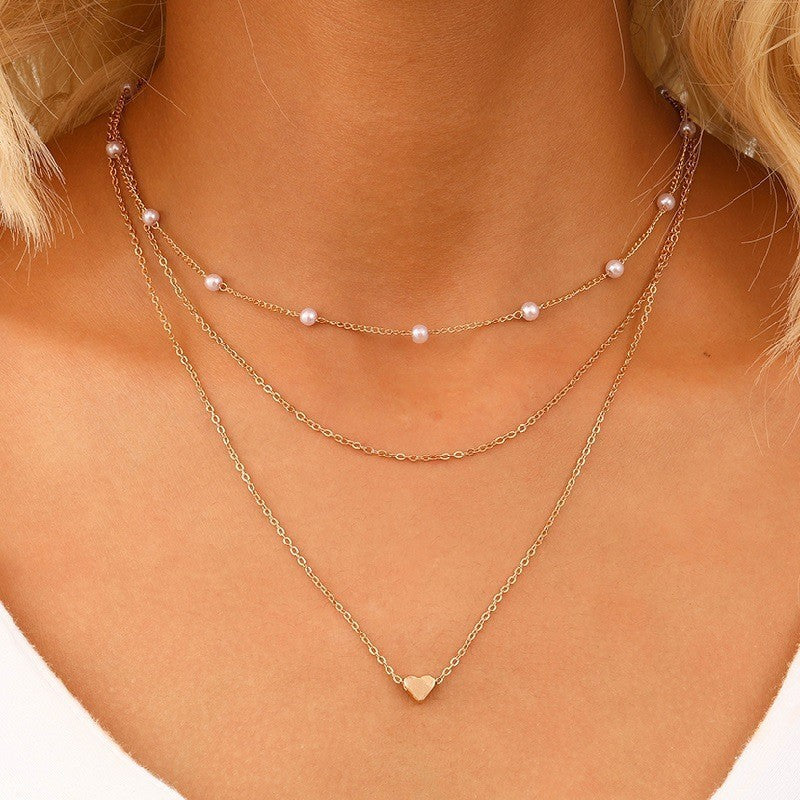 Y-shaped pearl tassel stacking clavicle chain necklace